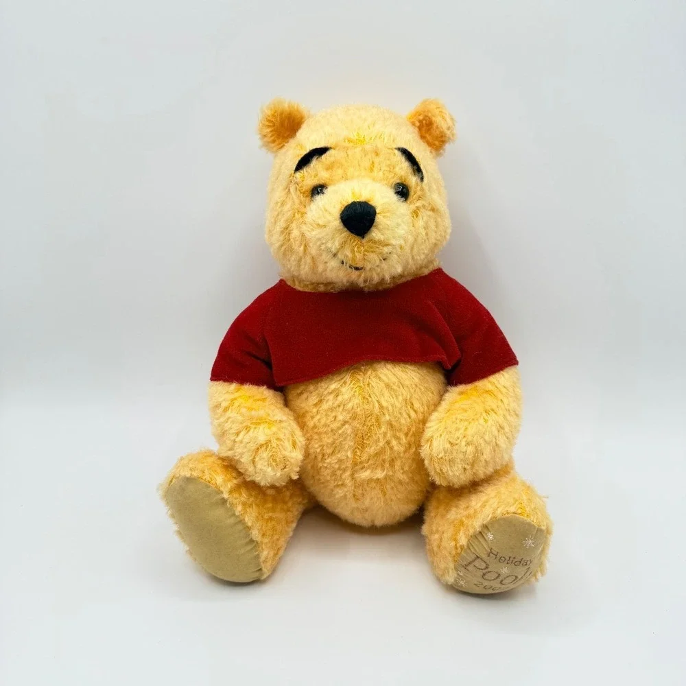 Vintage Disney 2002 Holiday Winnie the Pooh Stuffed Plush Toy Christmas Bear
